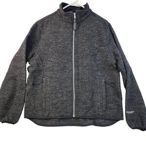 Woolrich Womens Medium Charcoal Wool Blend Zip Jacket 80s Deadstock USA Vintage